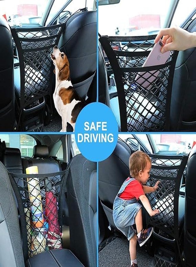 Barrier HR MALL car mesh Organizer car mid net Between car Front Seats car Storage Accessories Interior car seat net Holder Barrier of Backseat Pet Kids,Cargo Tissue Purse Holder (Pack of 1) - Image 4